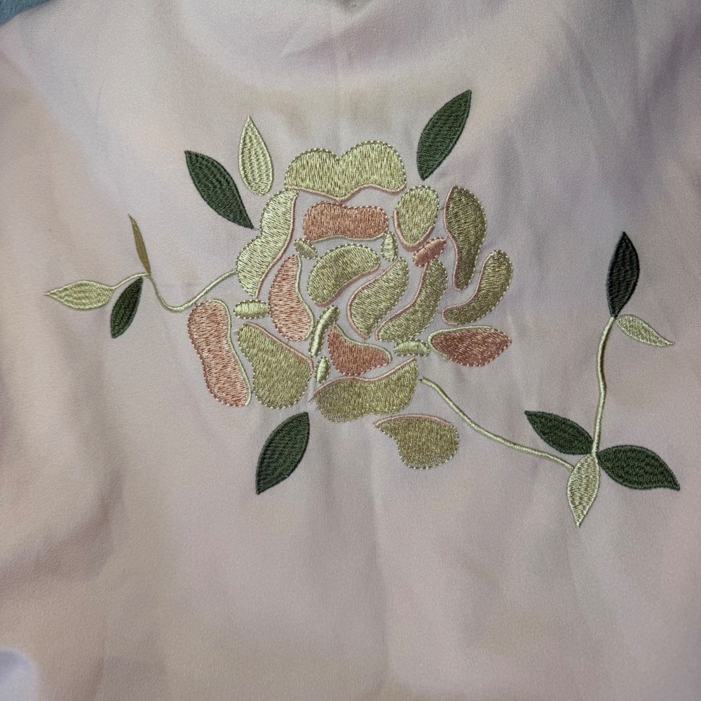 Forever 21 Pink Floral Embroidered Bomber Jacket Full Zip Medium Style 19815 - Picture 4 of 7